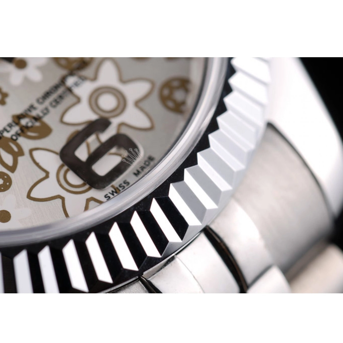 AAA Replica Watches DateJust Bezel Dial 41983 Flower Rolex Steel Stainless Silver Ribbed 0806